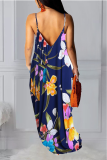 Pink Sexy Print Patchwork Spaghetti Strap Straight Dresses