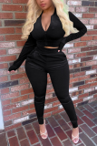 Red Casual Solid Patchwork O Neck Long Sleeve Two Pieces