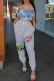 Red Casual Print Patchwork Harlan High Waist Harlan Positioning Print Bottoms