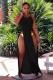 Black Sexy Fashion Cap Sleeve Sleeveless Boat Neck Asymmetrical Ankle-Length Solid split asymmet