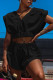 Black Casual Solid Patchwork Fold Zipper V Neck Sleeveless Two Pieces