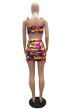 Camouflage Fashion Active adult Patchwork Print Camouflage Bandage Two Piece Suits Hip skirt Sleeveless Two Pieces