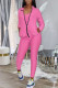 rose red Sexy Active Solid Three-Piece Suits Turndown Collar Long Sleeve Cap Sleeve Regular Two Pieces