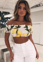 As Show Fashion Novelty Slash neck Patchwork Print Short Tees & T-shirts