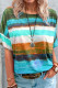 Lake Blue Fashion Casual Gradual Change Patchwork O Neck T-Shirts