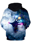 Red Fashion Street Adult Print Patchwork Pullovers Hooded Collar Outerwear