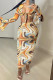 Yellow Fashion Sexy Print Bandage V Neck Long Sleeve Two Pieces