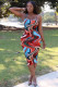 Red Sexy Fashion adult Spaghetti Strap Sleeveless Slip Step Skirt Mid-Calf Print backless Patc