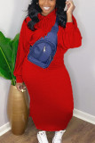 Black Casual Solid Hooded Collar Long Sleeve Two Pieces
