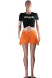 Yellow Denim Button Fly Zipper Fly Mid Solid Straight shorts Shorts