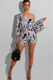 White Celebrities Fashion adult Two Piece Suits Patchwork Letter Print pencil Half Sleeve