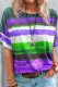 Purple Fashion Casual Gradual Change Patchwork O Neck T-Shirts