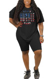 Black Milk Silk Fashion Active adult Ma'am Print Two Piece Suits Straight Short Sleeve Two Pieces