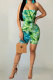 Green Fashion Casual adult Patchwork Print Two Piece Suits pencil Long Sleeve Two Pieces