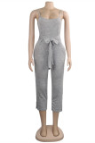 Light Gray Sexy Casual Solid Basic Spaghetti Strap Regular Jumpsuits
