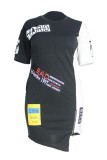 Black and white Sexy Ma'am Short Sleeves O neck Hip skirt Others Dresses