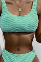 Blue Sexy Solid Patchwork Swimwears