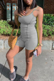 Pink Sexy Casual Solid Patchwork Spaghetti Strap Skinny Romper