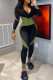 Army Green OL Print Long Sleeve Two Pieces