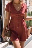As Show-7 Brief Cute V-Neck Short Sleeve Loose skirt Club Dresses