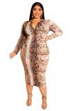 White Fashion Sexy adult Turndown Collar Print Zippered