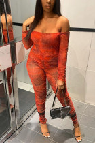 Multicolor Fashion Sexy Print Backless Bateau Neck Skinny Jumpsuits