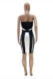 Red Fashion Sexy Patchwork Backless Strapless Sleeveless Dress