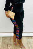 Black Fashion Casual Patchwork Patchwork Skinny Trousers