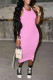 Pink Fashion Casual Solid Basic O Neck Vest Dress