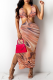 Brown Sexy Print Hollowed Out Halter Pencil Skirt Dresses