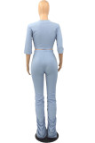 Pink Street Solid Draped Straight Half Sleeve Two Pieces