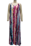 Multicolor Casual Print Patchwork Spaghetti Strap Straight Dresses