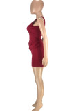 Royal Blue Fashion Casual Solid Basic O Neck Sleeveless Two Pieces
