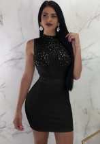 Black B Maroon Brief Cute Stand Sleeveless Step skirt skirt Club Dresses