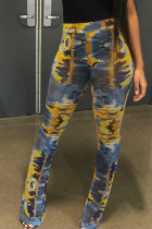 Yellow Red Yellow Elastic Fly Mid Gradient Boot Cut Bottoms