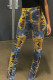 Yellow Red Yellow Elastic Fly Mid Gradient Boot Cut Bottoms