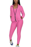 Grey Sexy Active Solid Three-Piece Suits Turndown Collar Long Sleeve Cap Sleeve Regular Two Pieces