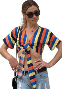 As Show Fashion Casual Regular sestva moja Patchwork Print Short Tees & T-shirts