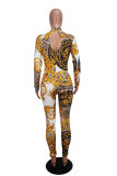 Yellow Long Sleeve Mid Print pencil Pants