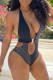 Multicolor Fashion Sexy Patchwork Hollowed Out Backless Swimwears