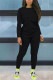 Black Fashion Casual adult Ma'am Solid Two Piece Suits Straight Long Sleeve Two Pieces