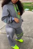Black Sportswear Solid Patchwork Hooded Collar Long Sleeve Regular Sleeve Regular Two Pieces