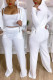 White Fashion Casual Solid Basic Hooded Collar Long Sleeve Three-piece Set