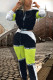 Black yellow Fashion Active adult Ma'am Patchwork contrast color Two Piece Suits pencil Long Sleeve Two Pieces