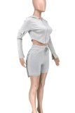 Pink Casual Solid Color Pocket Zipper Hooded Long Sleeve Two Pieces