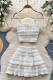 Apricot Vacation Solid Color Flounce Spaghetti Strap Sleeveless Two Pieces