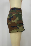 Camouflage Casual Camouflage Print Pocket Zipper Regular Mid Waist Full Print Bottoms