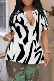 Light Yellow Casual Print Slit V Neck T-Shirts