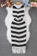 Black Elegant Stripe Fringed Trim O Neck Long Dresses