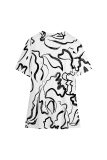 Light Yellow Casual Print Slit V Neck T-Shirts